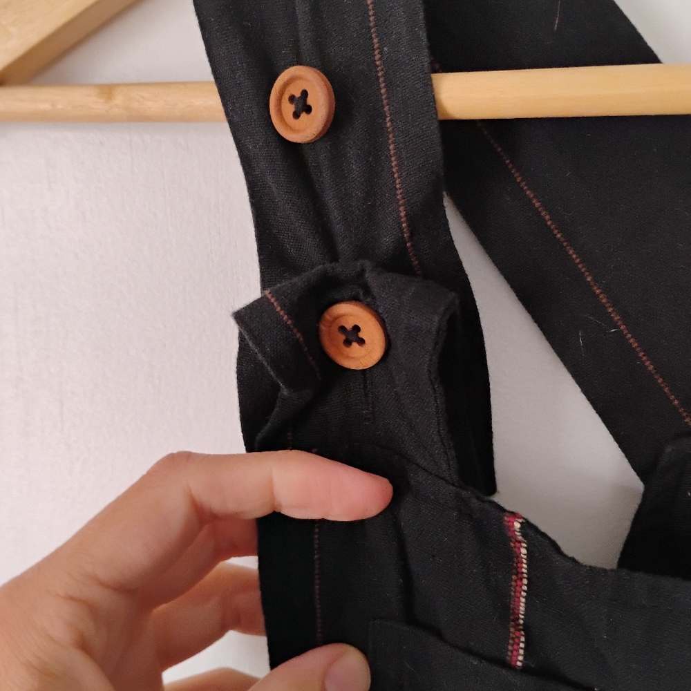 Liz Alig Dilsi Handwoven Cotton Overalls- XS, Black Stripe - Picture 4 of 8